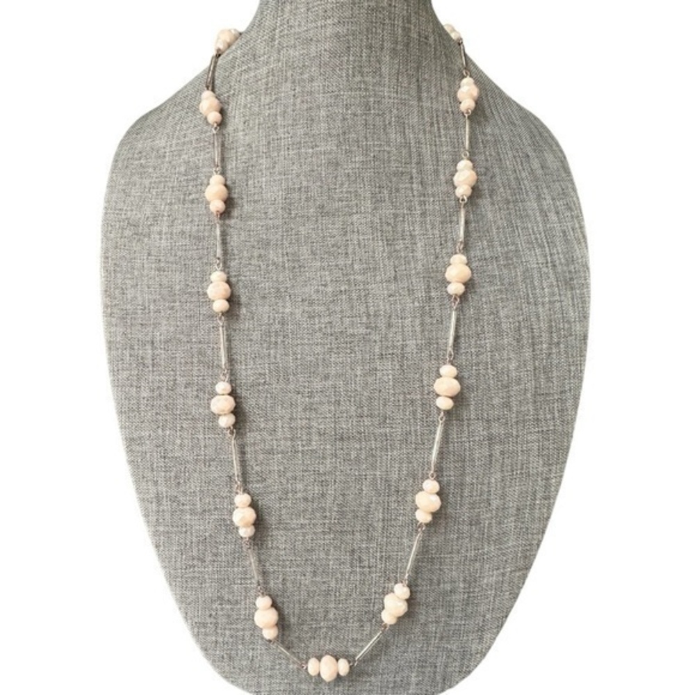New York & Co. Light Pink Faceted Crystal Bead Cluster 36” Necklace